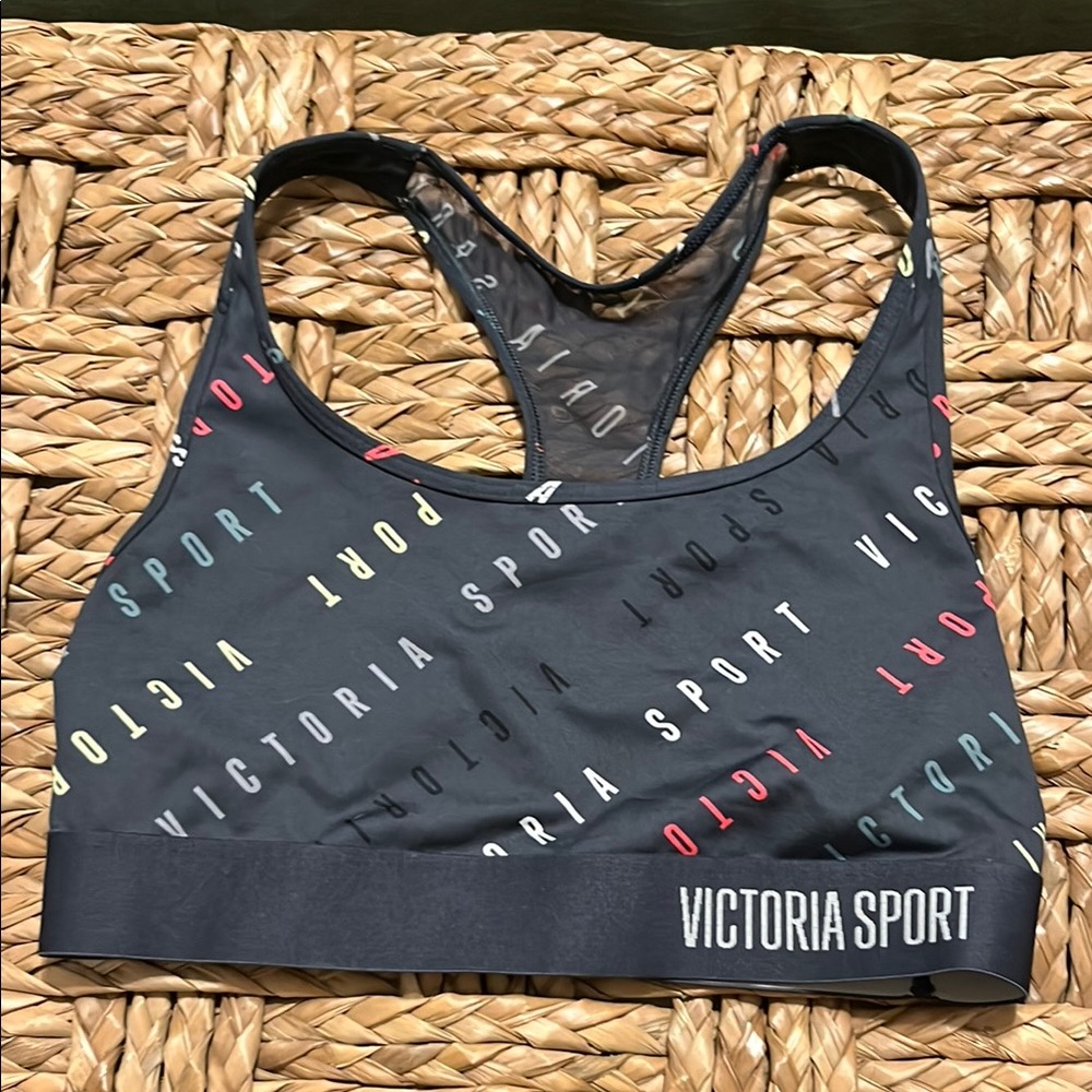 VS Sport Charcoal Gray w/ Multi-Color Logo Sports Bra